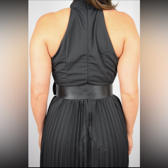 8. Black Halter Pleated Maxi Dress - Picture 4 of 4